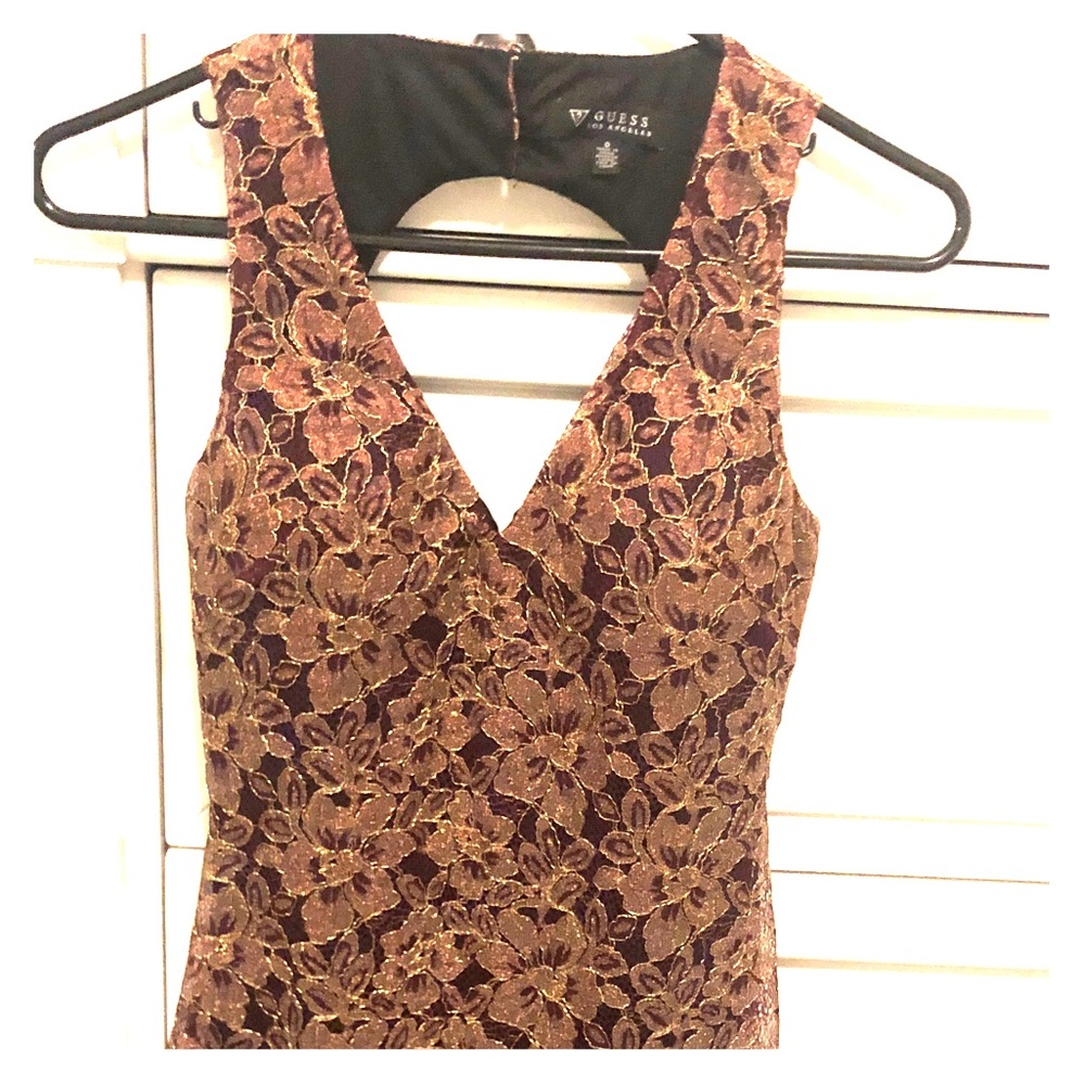 🎉SALE! GUESS Maroon and sparkly gold dress